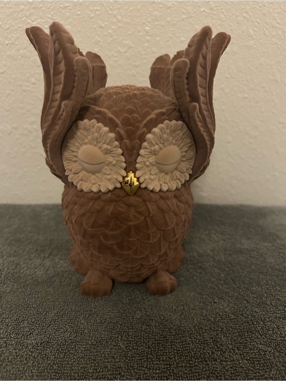 Bath & Body Works Velvet Brown Owl Pedestal 3-Wick Candle Holder  NWT